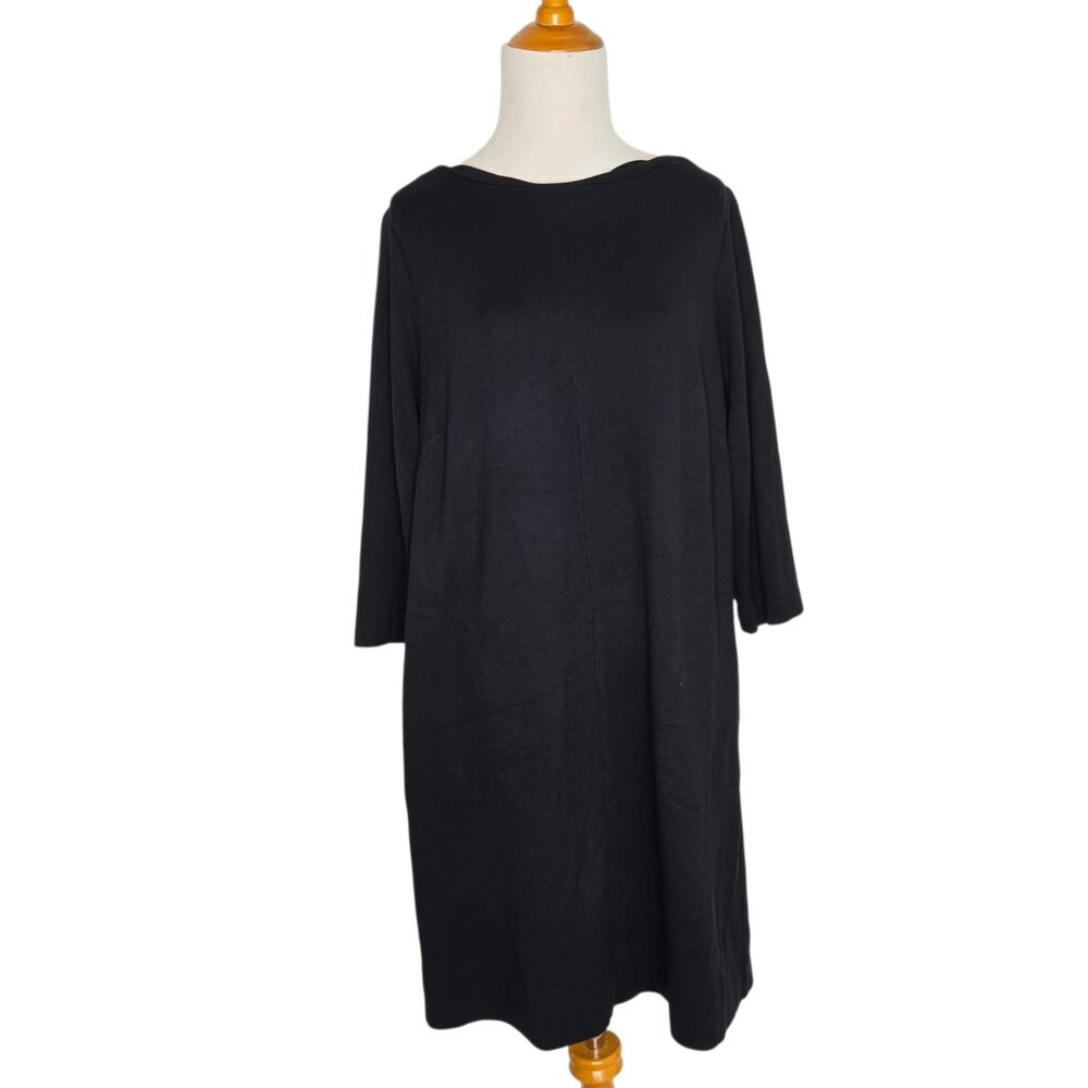 J. Jill Womens Minimalist Ponte Dress Black Capsule Work Stretch Classic Medium